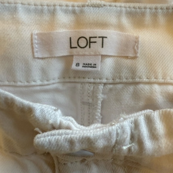 Loft -White drawstring wide leg pants with button waist with tie Women’s Size 8 - Picture 6 of 6